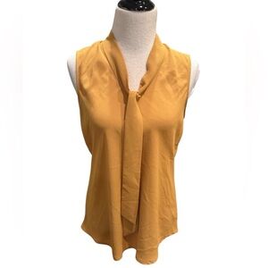 Kasper Women’s Mustard Golden Pear Tie-Front Sleeveless Blouse Size Medium NWT
